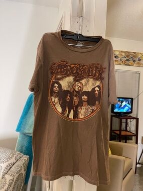 Aerosmith Brown Graphic Short Sleeve Tee
